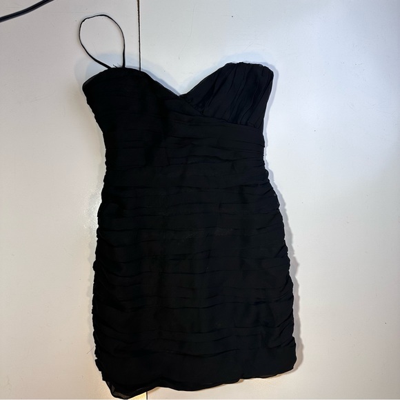 Walter By Walter Baker Black Ruched Chiffon Strapless Party Mini Dress NWT S - Picture 4 of 16
